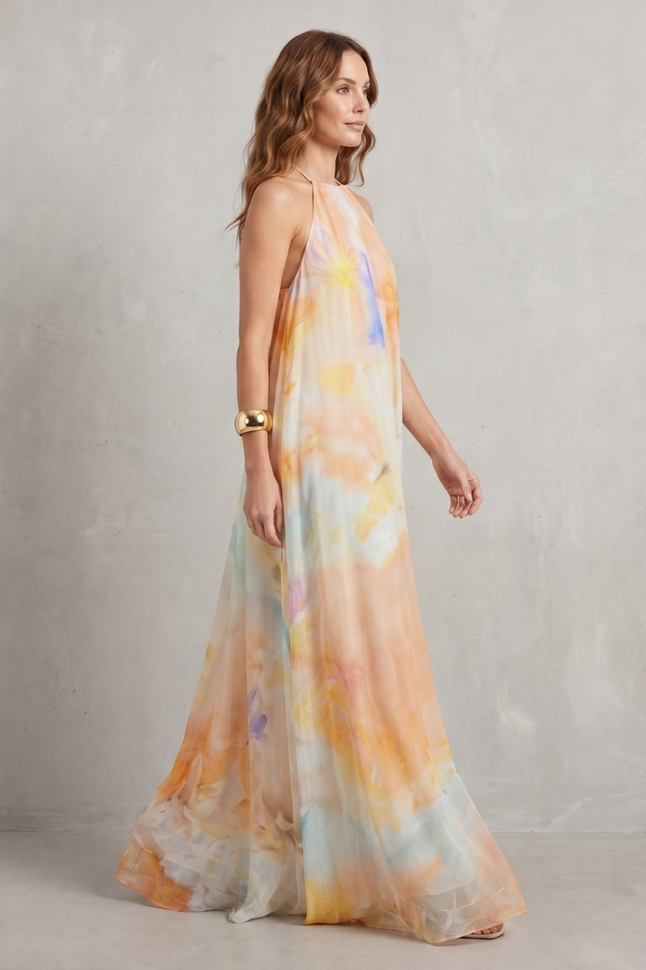 Corinelle – Watercolour halter grace – Maxi dress