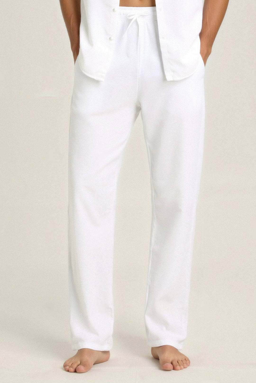Flat lay of Emma & Rose Manhattan Wendy™ lightweight linen beach pants, stylish and comfortable for summer wear.