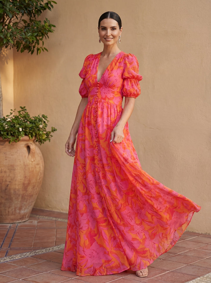 Isabella™ | Elegant Maxi Dress with V-Neck