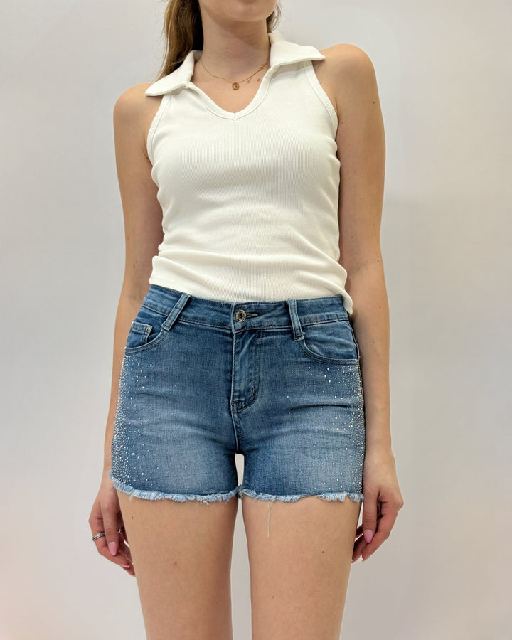 Nienke™  |  soft luxurious fabrics Shorts Rhinestones