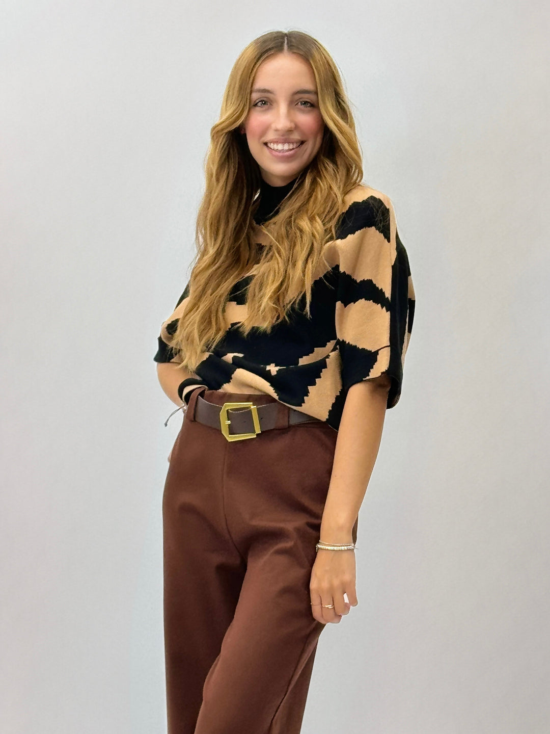 Wendy™  |  Short-sleeved Zebra Print Jumper