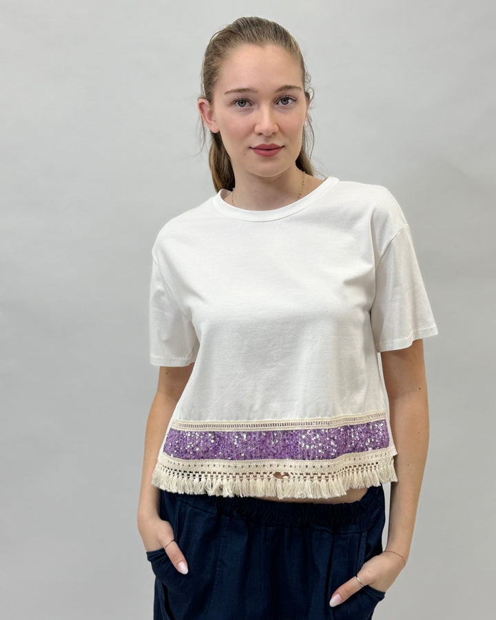 Rina™  |  Sequin Fringe T-shirt