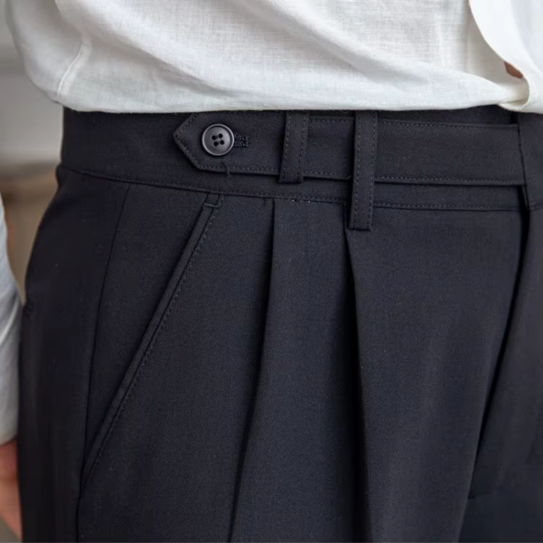 Men's Elegant Pleated Chino Trousers