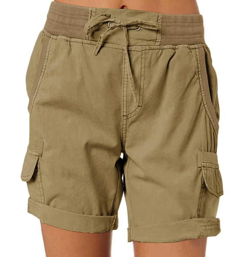 Audria High-Waisted Cargo Shorts with Drawstring, view 5 - Elena Harper