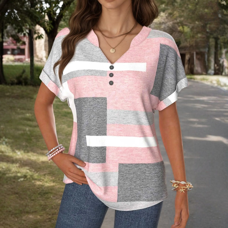 Casual Color Block Blouse