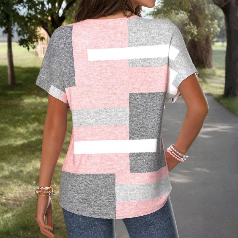Casual Color Block Blouse