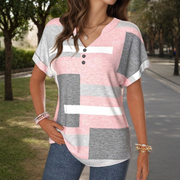 Casual Color Block Blouse