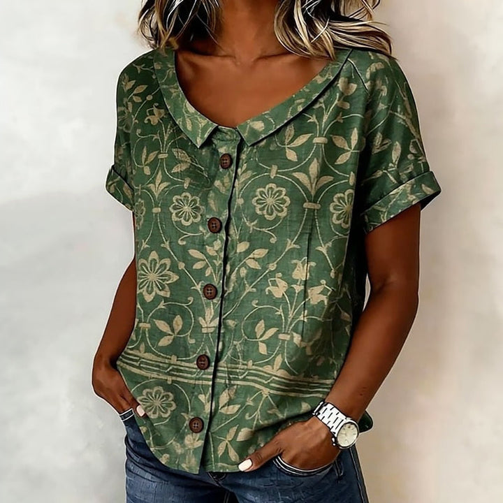 Vintage Floral Print Blouse, view 2 - Elena Harper