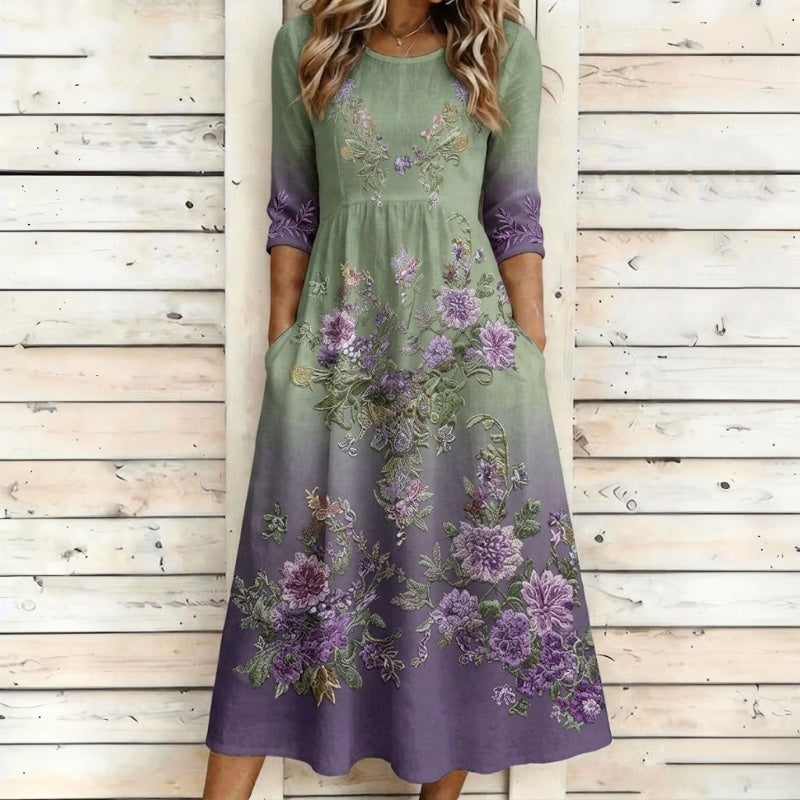 Vintage Floral Print Dress