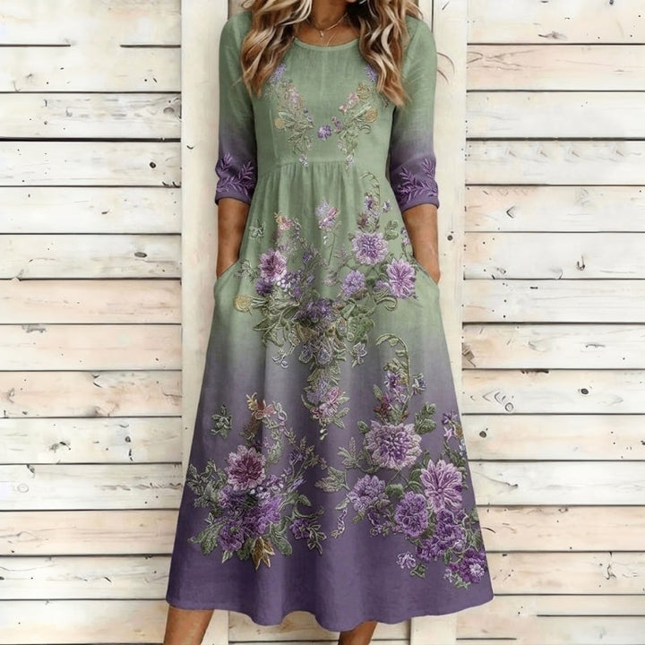 Vintage Floral Print Dress