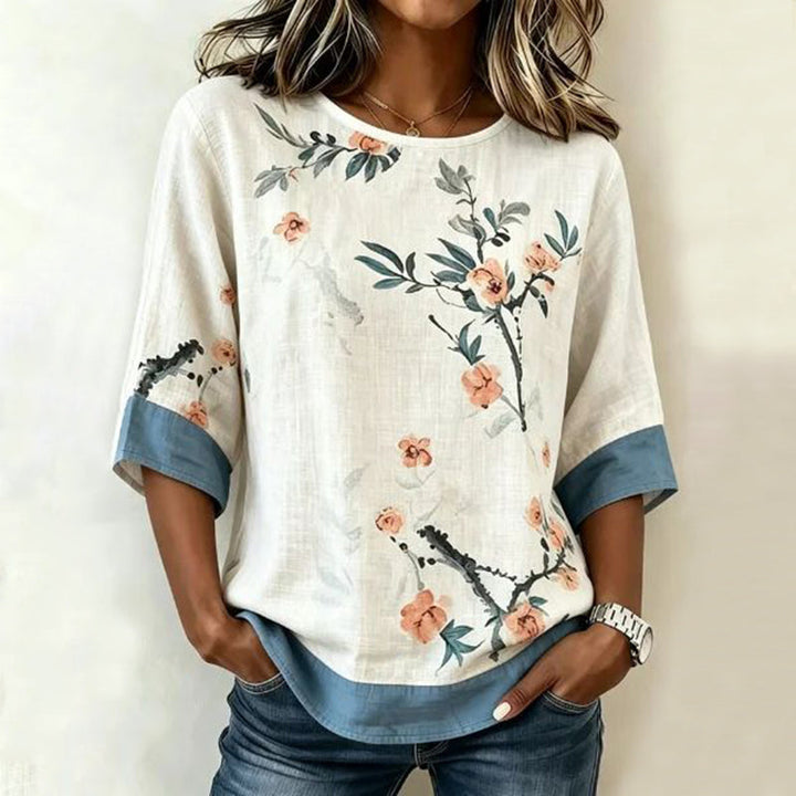 Vintage Floral Print Blouse