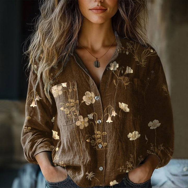Vintage Floral Print Shirt - Elena Harper