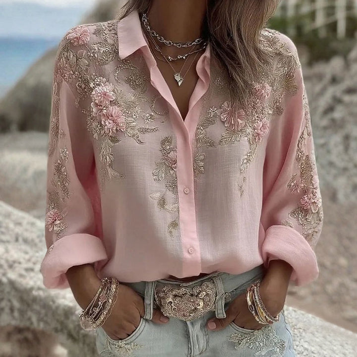Vintage Floral Print Blouse - Elena Harper