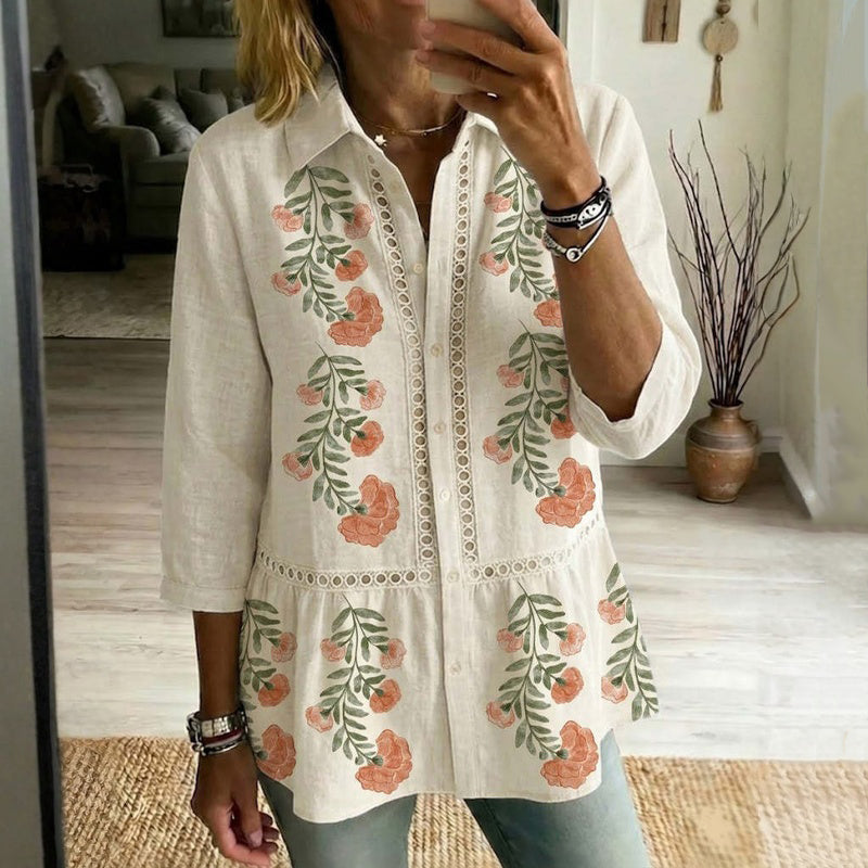 Vintage Floral Print Blouse - Elena Harper