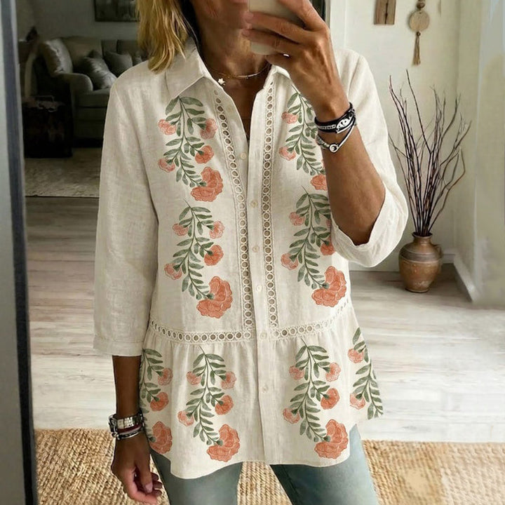 Vintage Floral Print Blouse, view 2 - Elena Harper