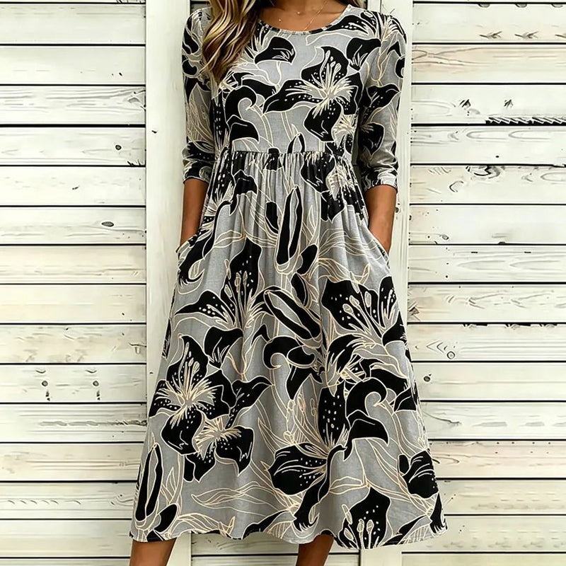 Vintage Floral Print Dress