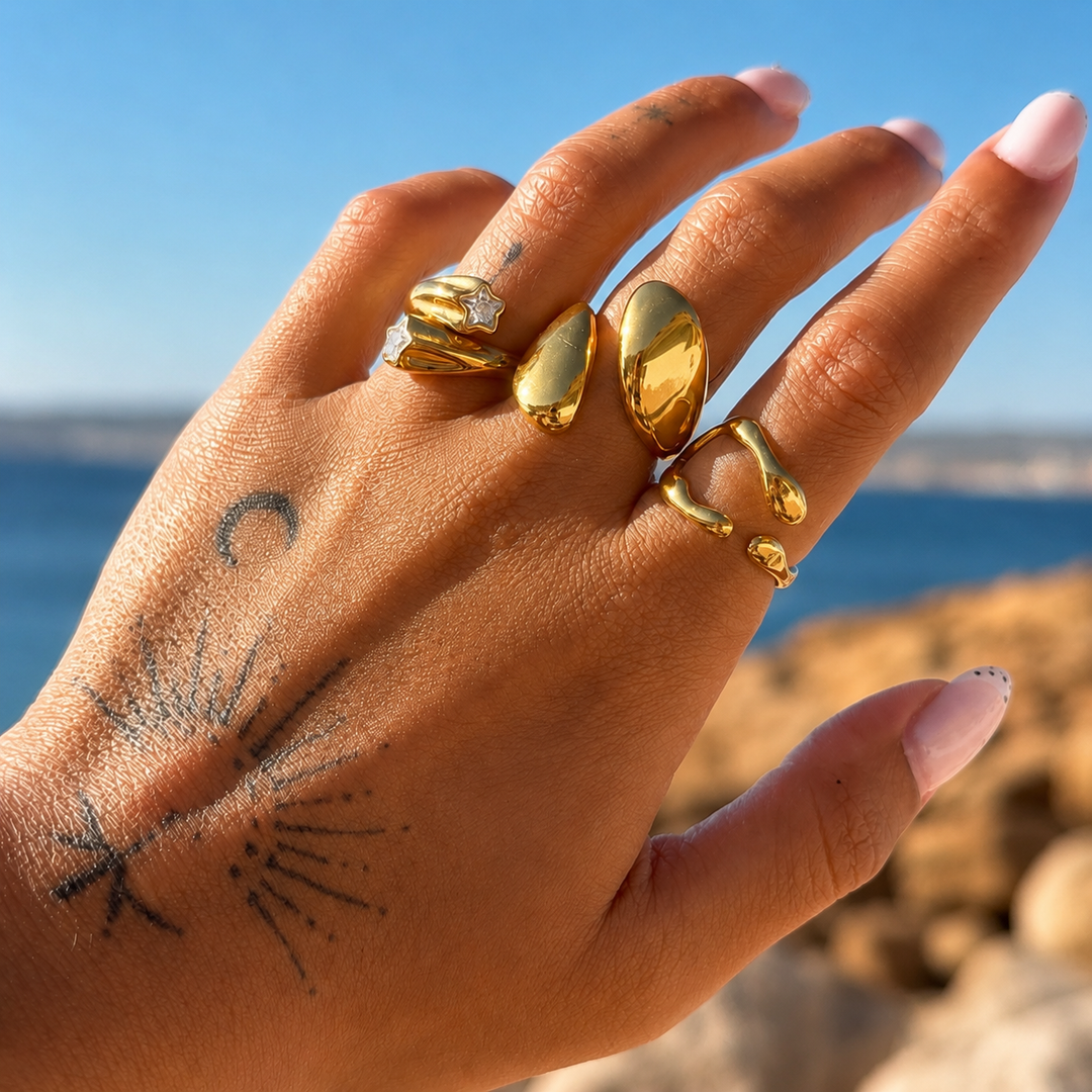 Drift Adjustable Open Ring Organic Wave Design, view 3 - Elena Harper