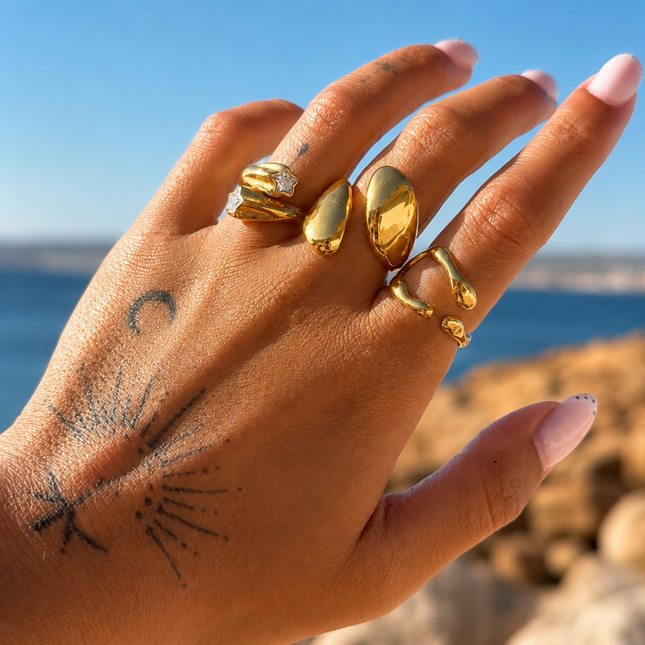 Drift Adjustable Open Ring Organic Wave Design, view 3 - Elena Harper