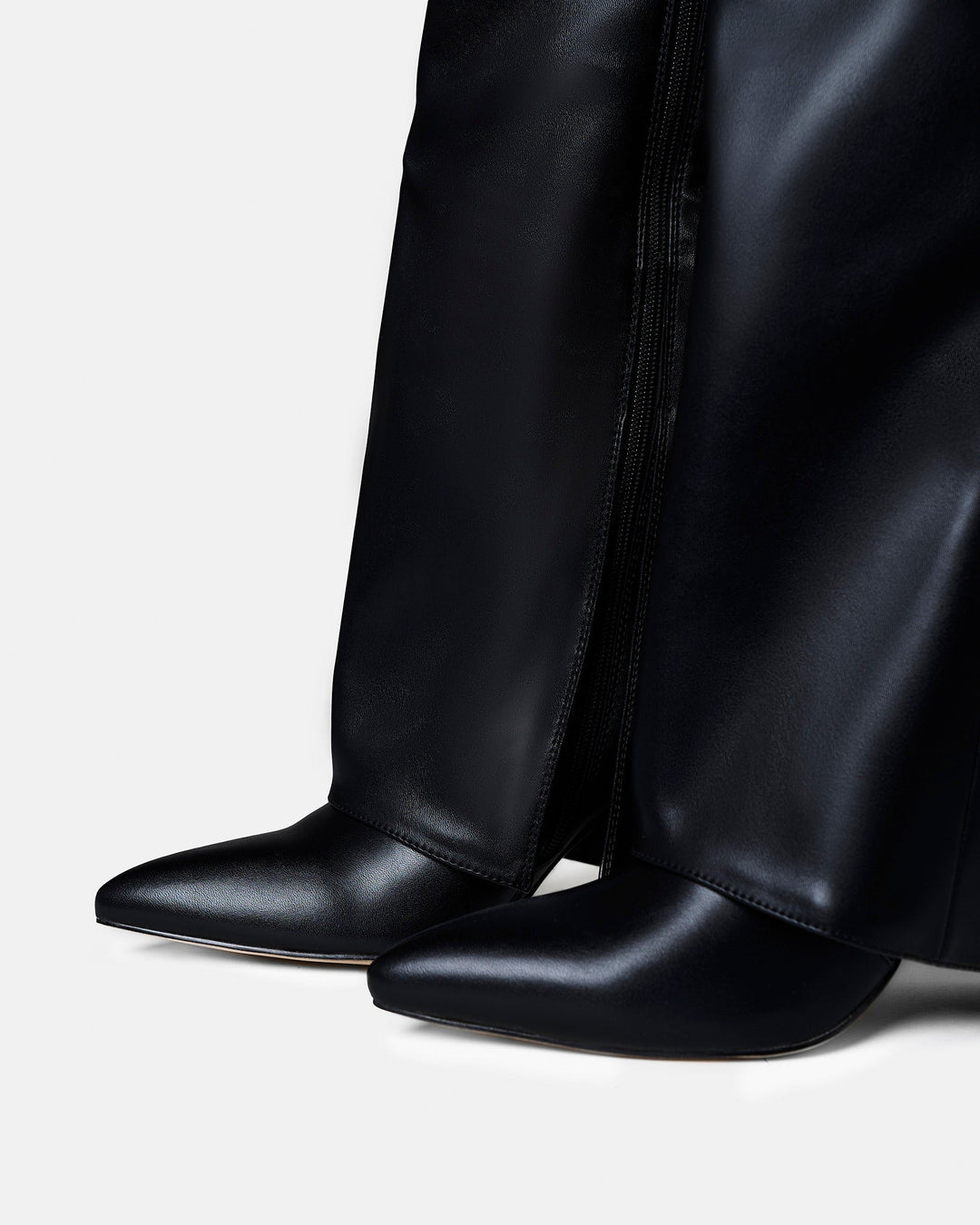 Black Fold Over Knee High Boots Hidden Heel Statement