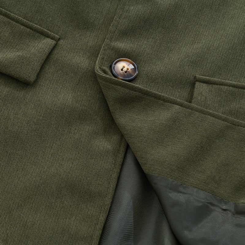 Tailored Short Corduroy Coat with High Collar for Men