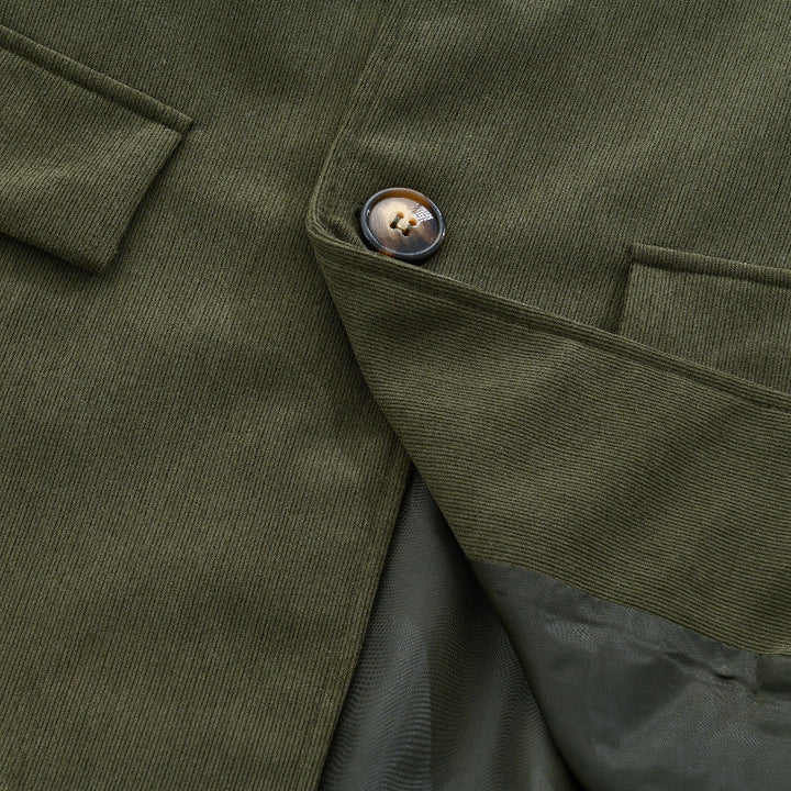 Tailored Short Corduroy Coat with High Collar for Men