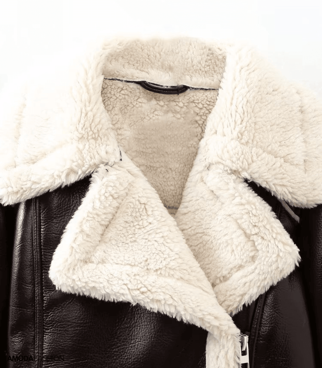 Dahlia - Casual Teddy Leather Crop Jacket