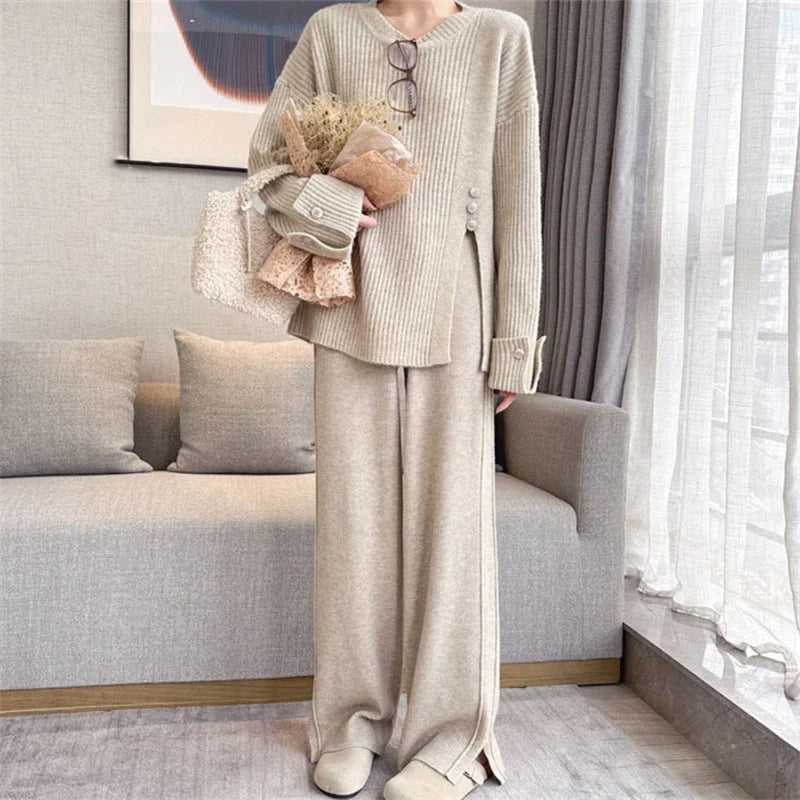 Women's 2-Piece Knit Set – Sweater & Jogging Pants