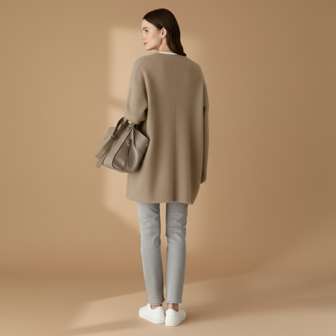 Women’s Cardigan with Popper Fastening and Dropped Shoulders