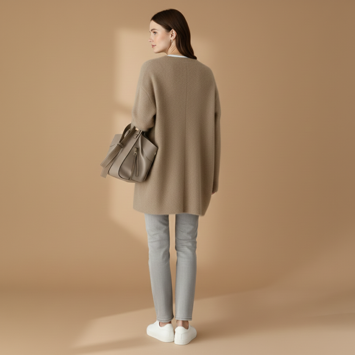 Women’s Cardigan with Popper Fastening and Dropped Shoulders