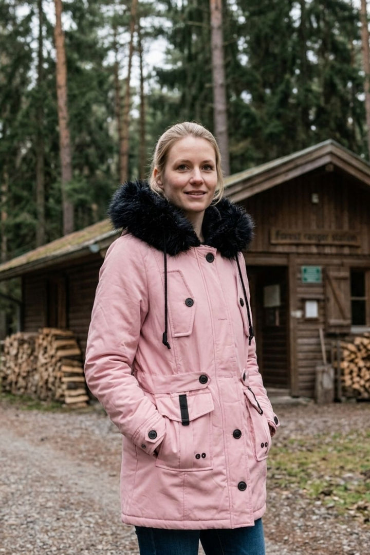 Women’s Hooded Parka | Waist Drawstring & Front Pockets