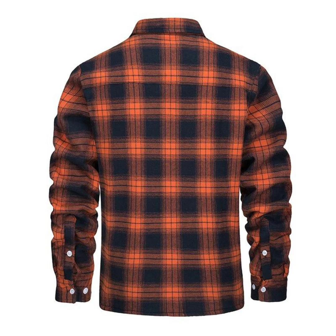 Warm men's vest with check pattern and soft fleece lining