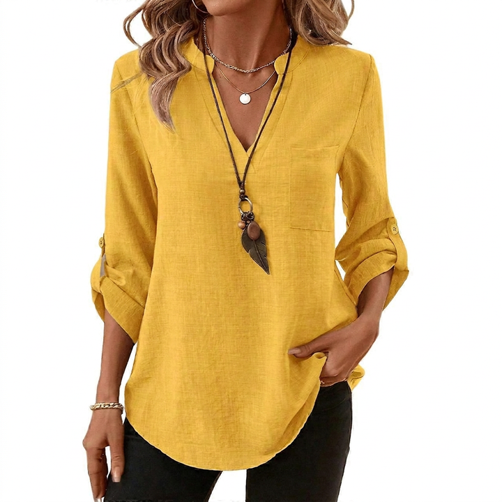 Danika | Classic V-Neck Long Sleeve Shirt