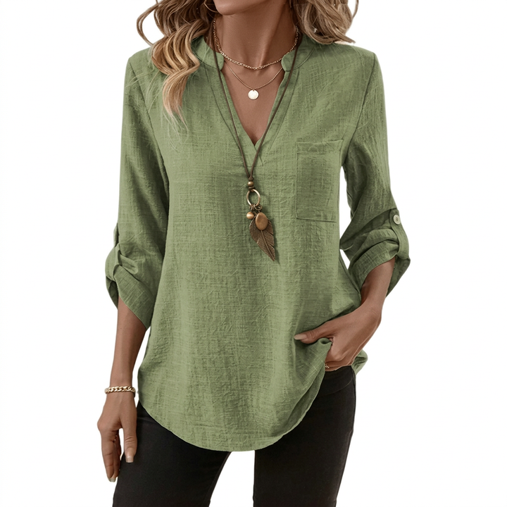 Danika | Classic V-Neck Long Sleeve Shirt
