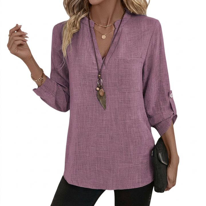 Danika | Classic V-Neck Long Sleeve Shirt