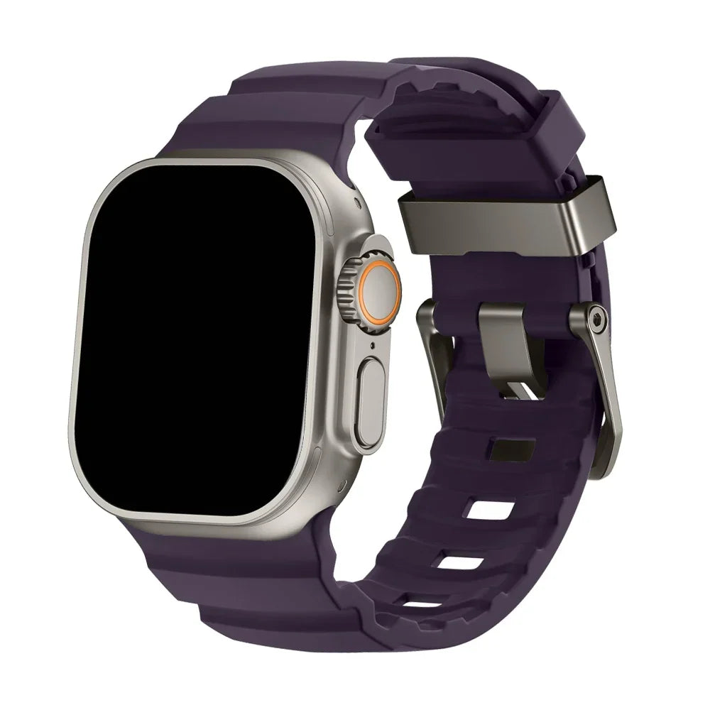 Silicone Watch Band for Apple Watch - Sport Band with Titanium Buckle