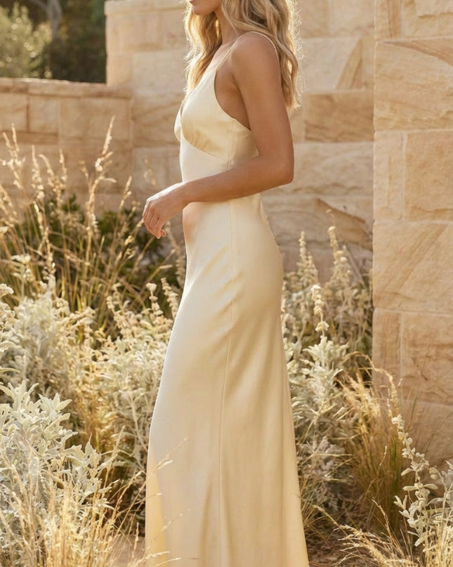 Deep V Neck Slip Maxi Dress