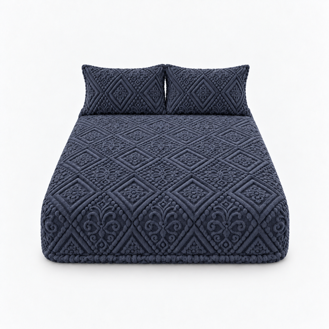 Damask Haven Raised Damask Plush Fitted Sheet - Elena Harper