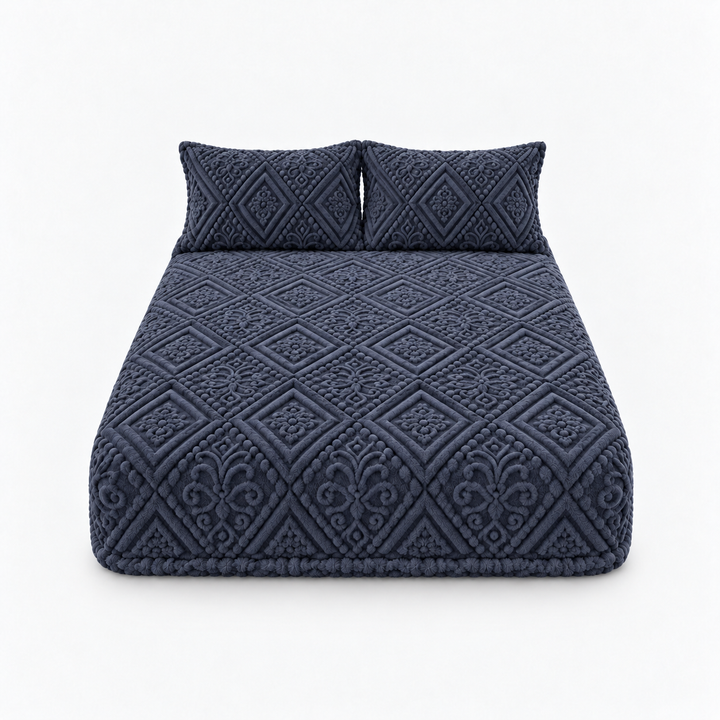 Damask Haven Raised Damask Plush Fitted Sheet - Elena Harper