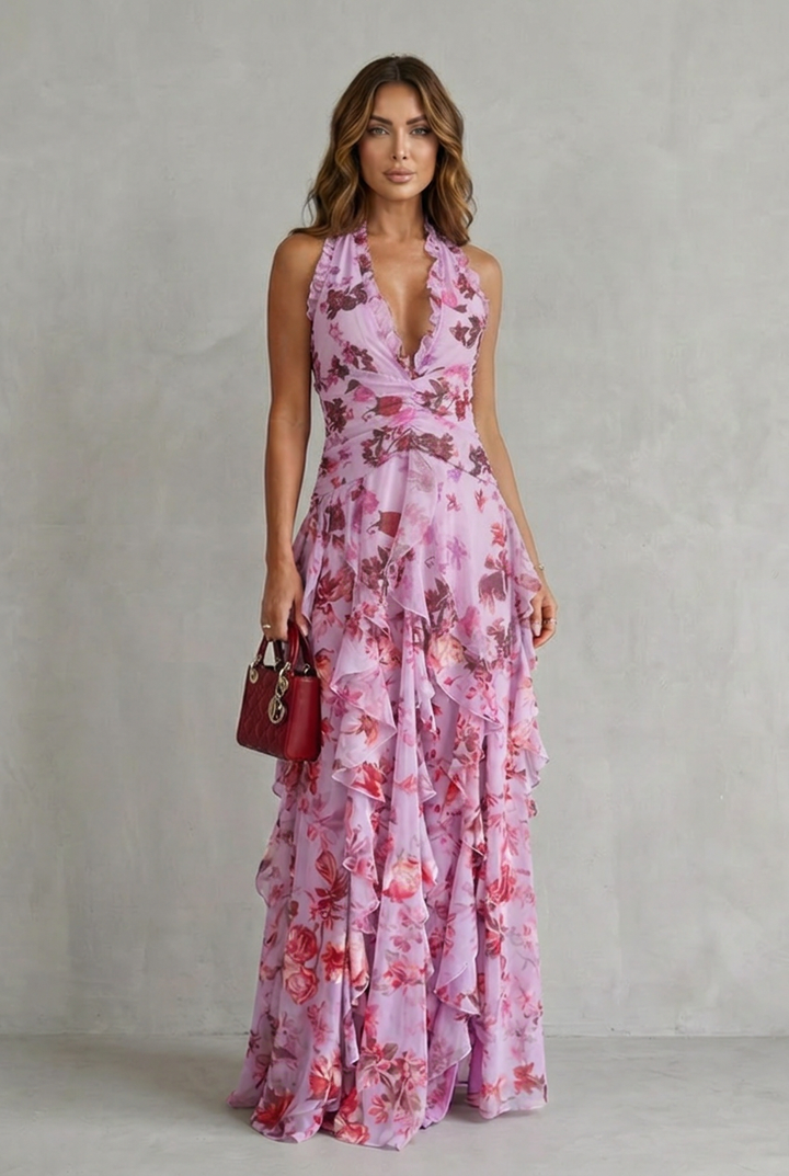 Delilah | Elegant Sleeveless Halter Maxi Dress