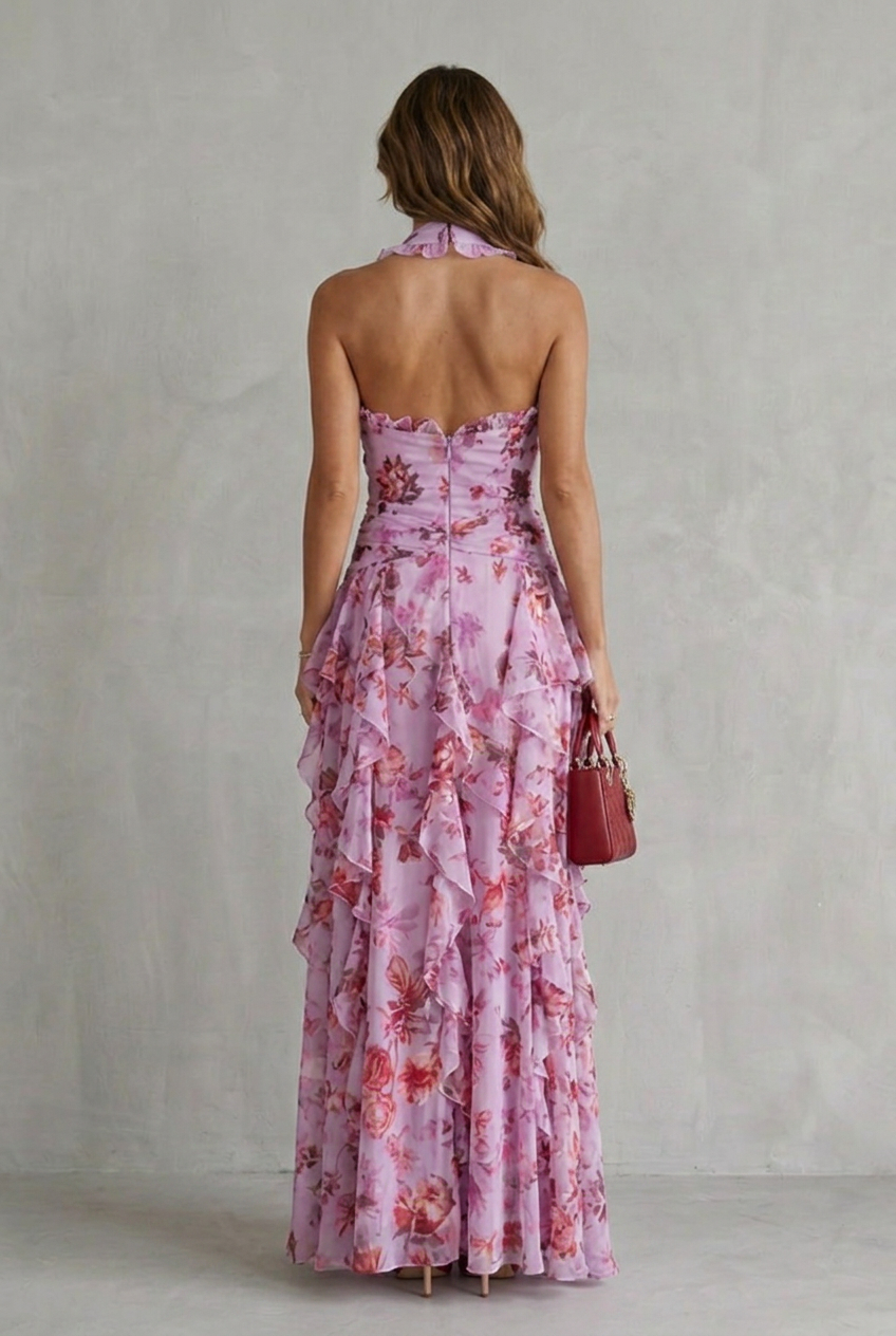 Delilah | Elegant Sleeveless Halter Maxi Dress
