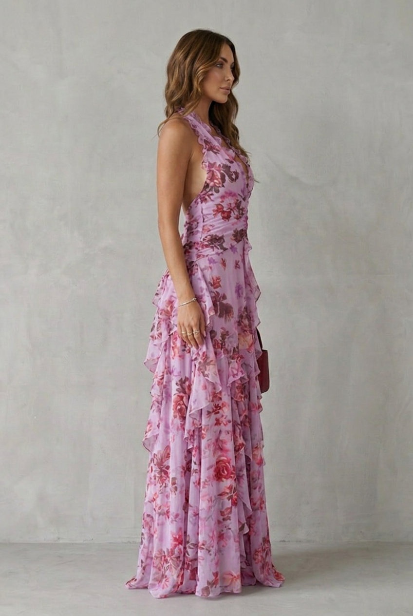 Delilah | Elegant Sleeveless Halter Maxi Dress