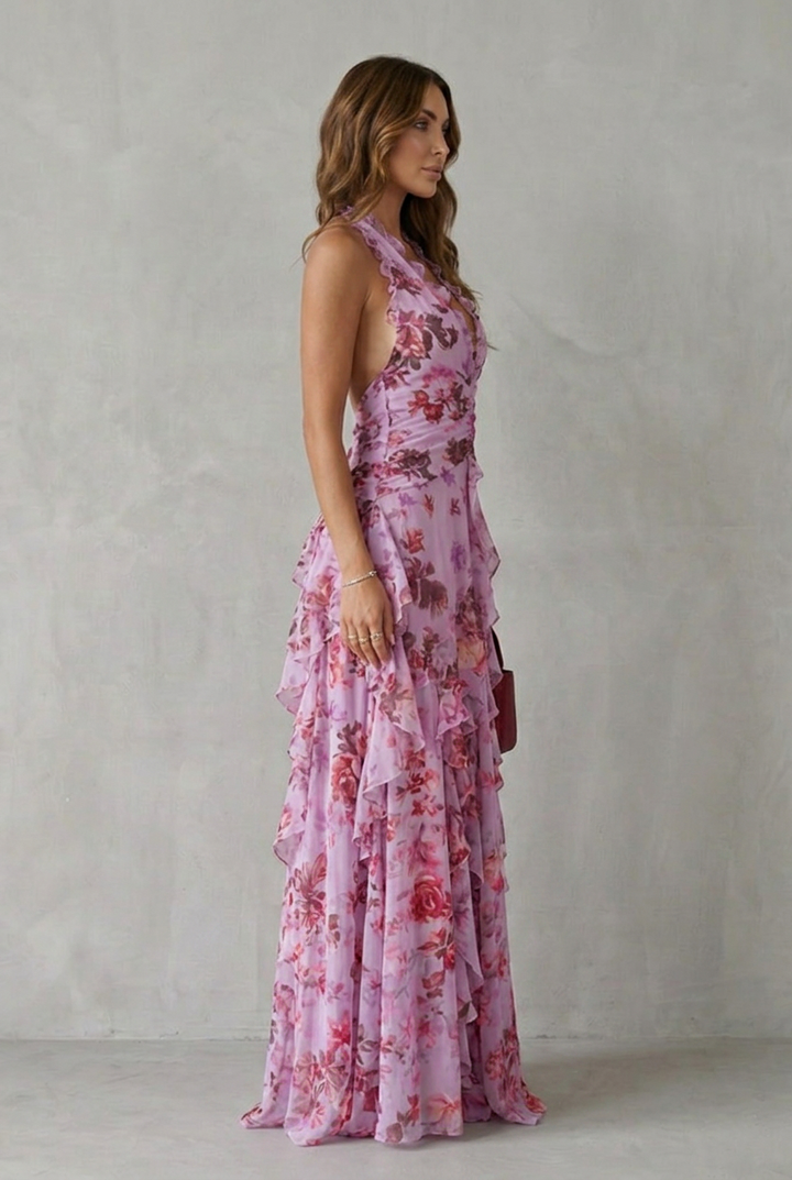 Delilah | Elegant Sleeveless Halter Maxi Dress