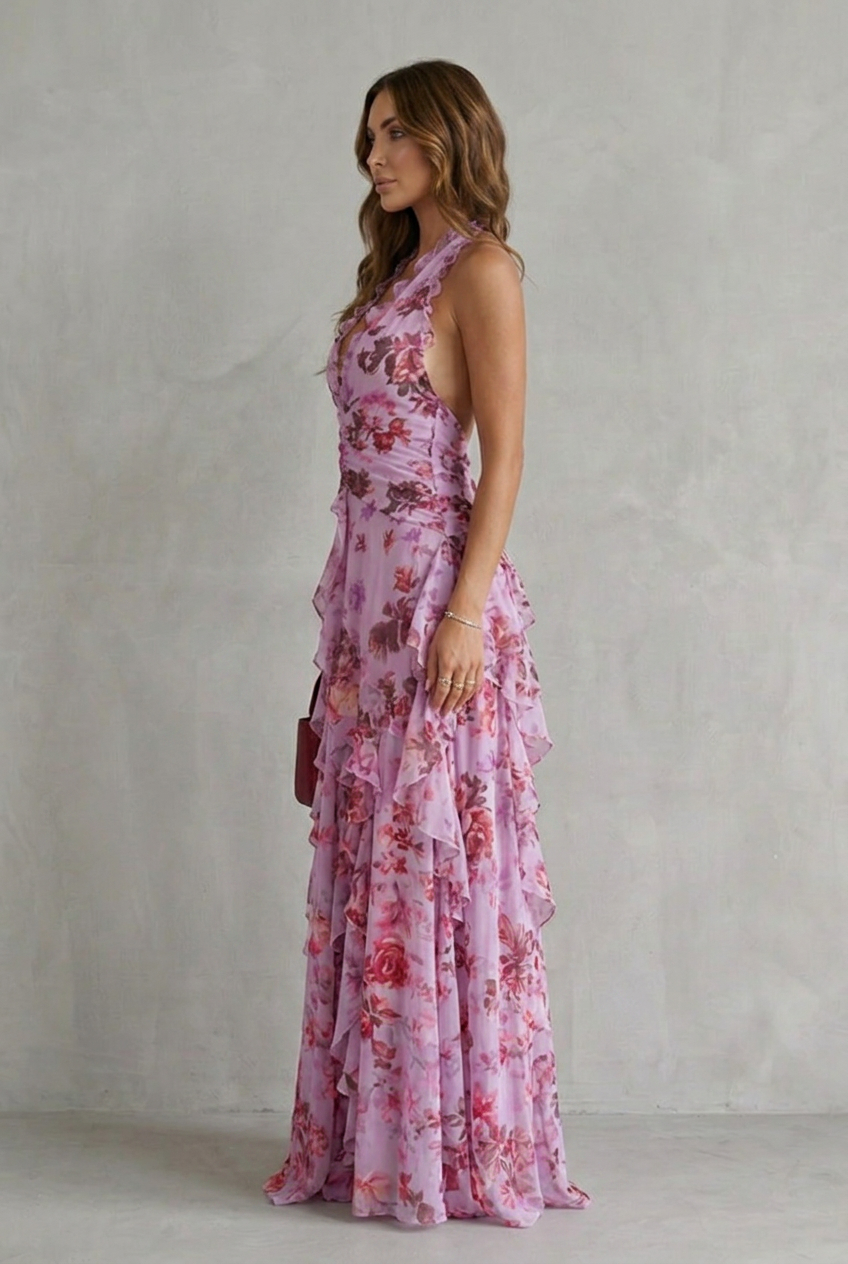 Delilah | Elegant Sleeveless Halter Maxi Dress