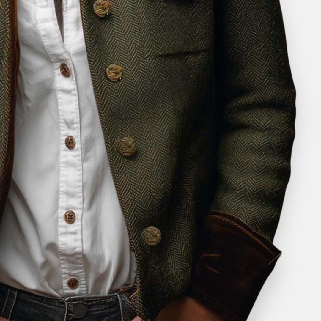 Tweed Jacket for Women with Velvet Trim Elegant Mid-Season Model, view 2 - Elena Harper
