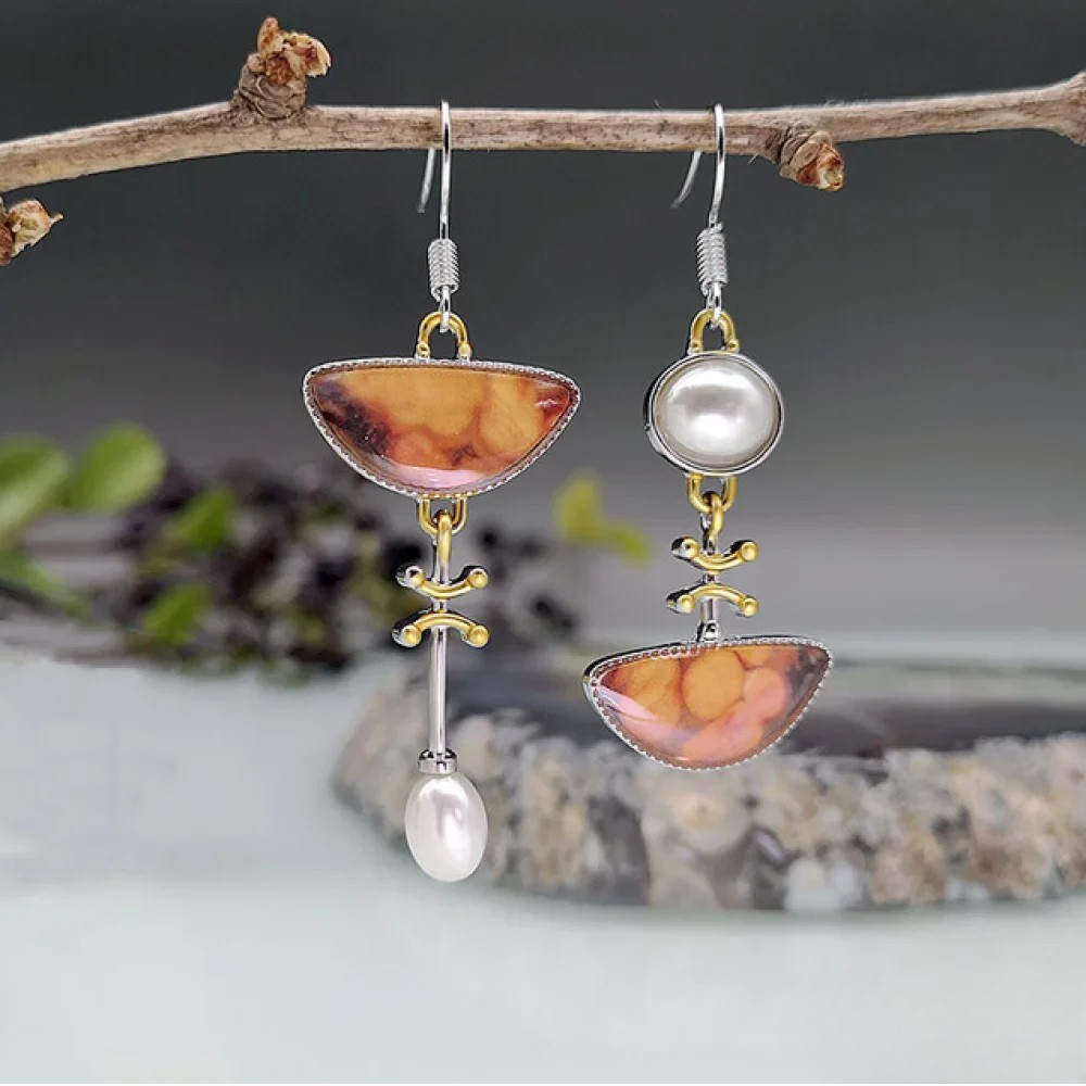 Retro™  |  Natural Orange Stone Earrings