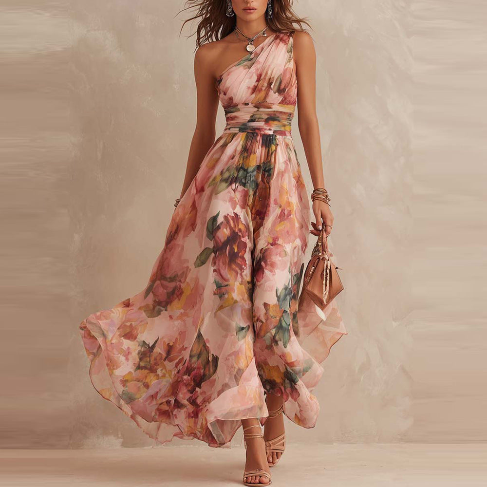Lesena Elegant Maxi Dress with Floral Pattern - Elena Harper