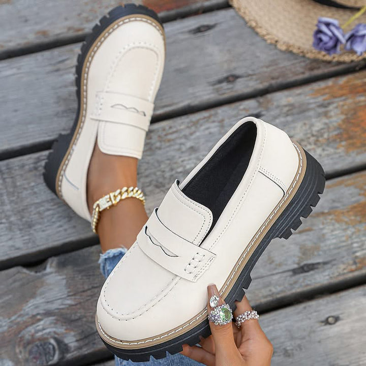 Ladies' Suede Loafers with Platform Sole