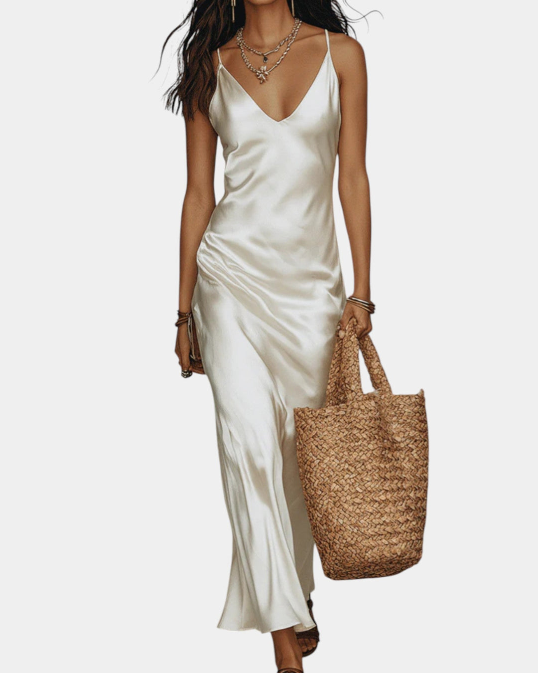 SATIN DRESS WITH BLOUSE FOR WOMEN