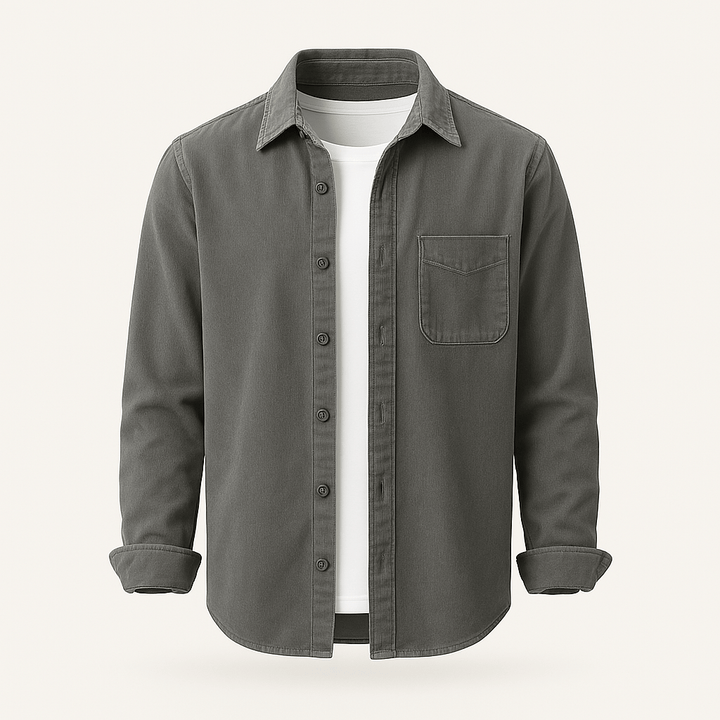Hamdun Corduroy Shirt with Buttons, view 2 - Elena Harper