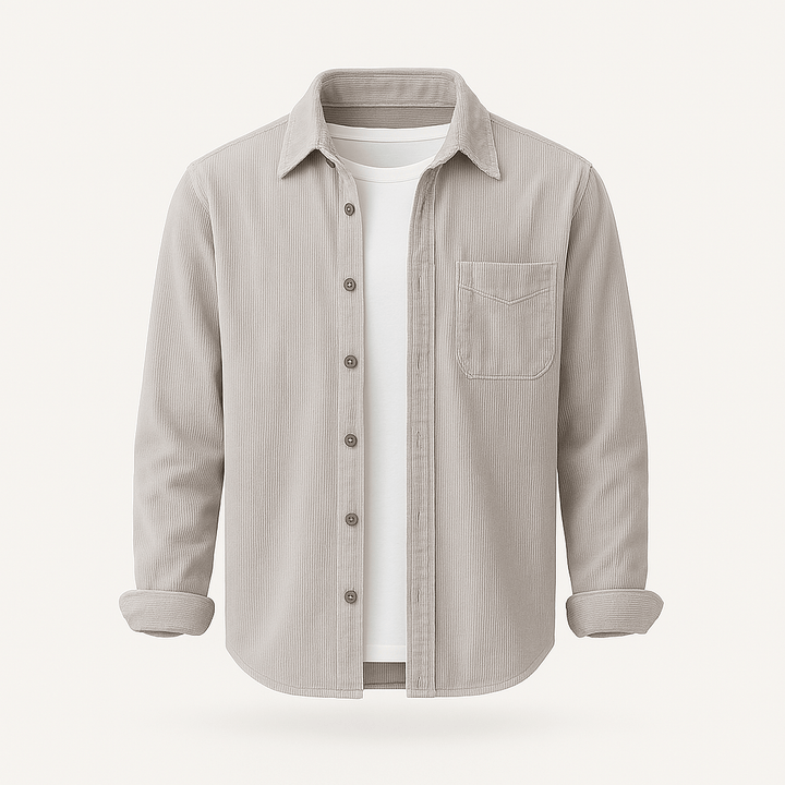 Hamdun Corduroy Shirt with Buttons, view 3 - Elena Harper